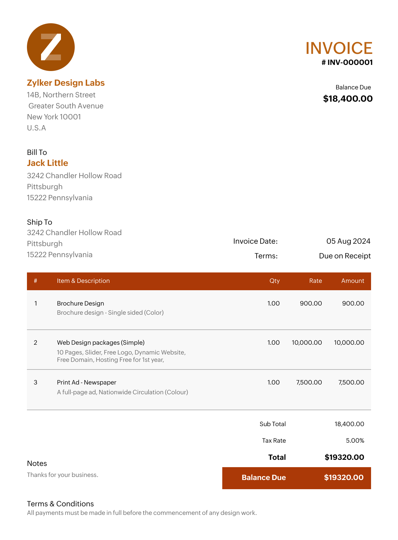 invoice sample